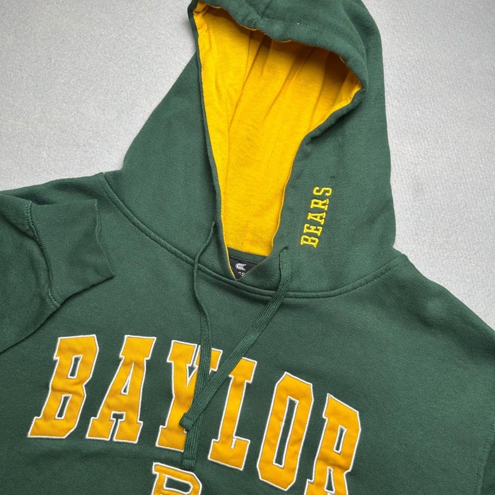 Colosseum Baylor Bears Hoodie Mens Large Green Yellow NCAA Pullover Sweatshirt
